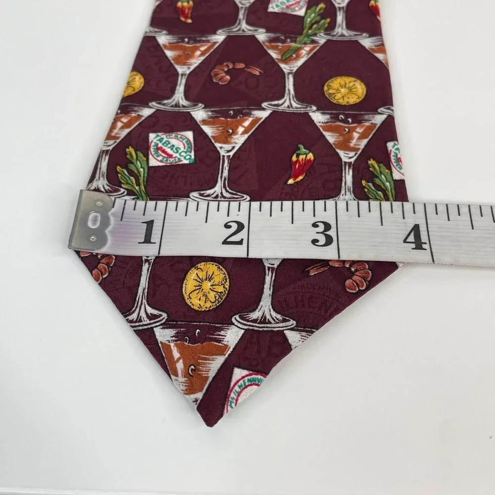 Tabasco Mens‎ SHRIMP COCKTAIL Necktie Imported Silk Burgundy USA Made